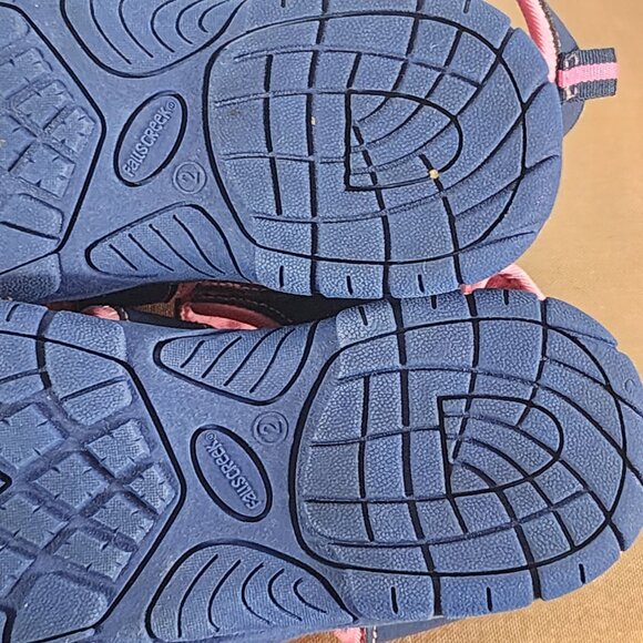 Falls Creek Navy Bright Pink Velcro Strap Closed Toe Bungee Jill Sandals Sz 2M - Picture 13 of 16